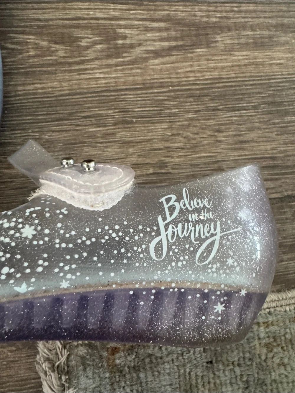 Mini Melissa Silver Shimmery Frozen Character Mary Jane Shoes